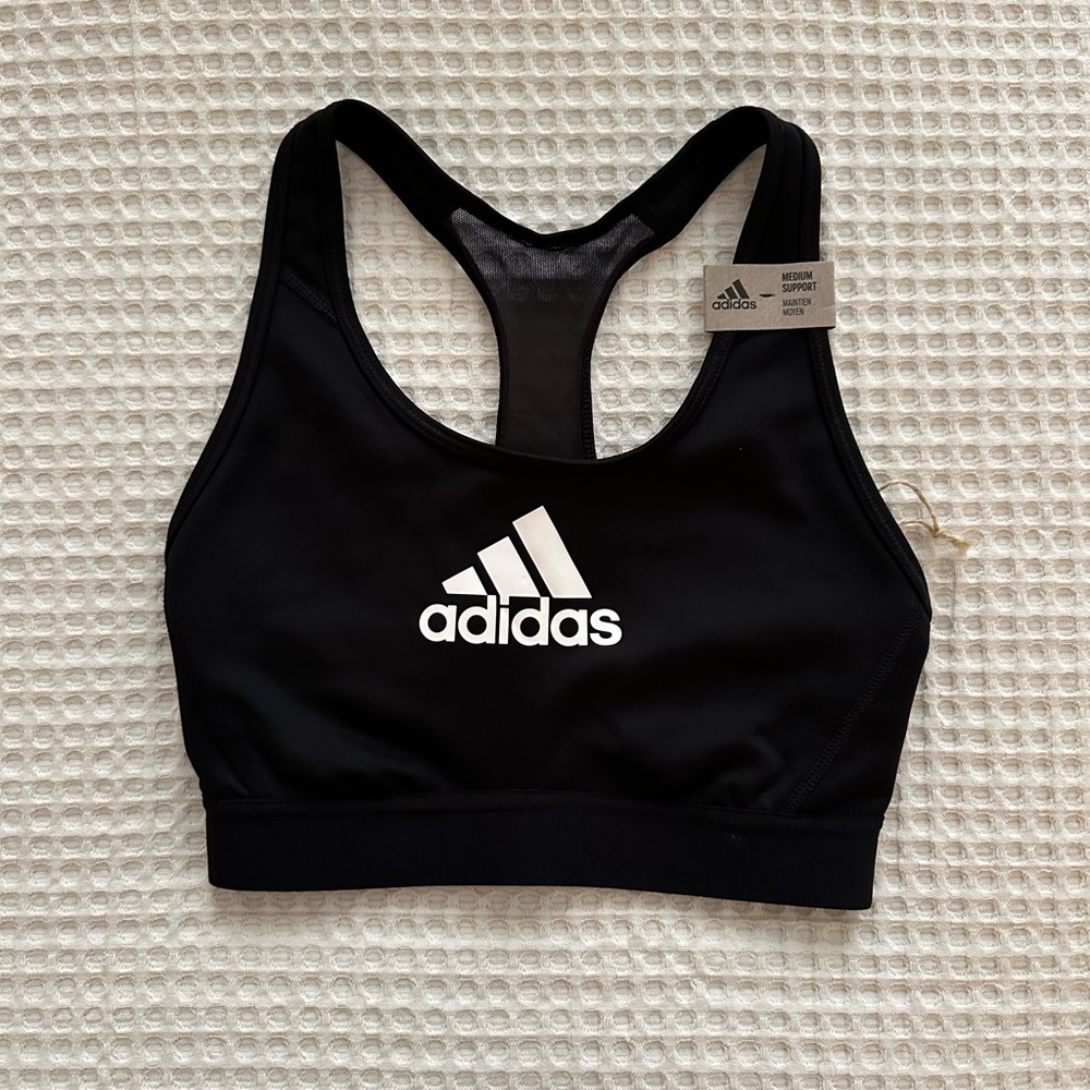 Adidas Black and White Sports Bra (XS)